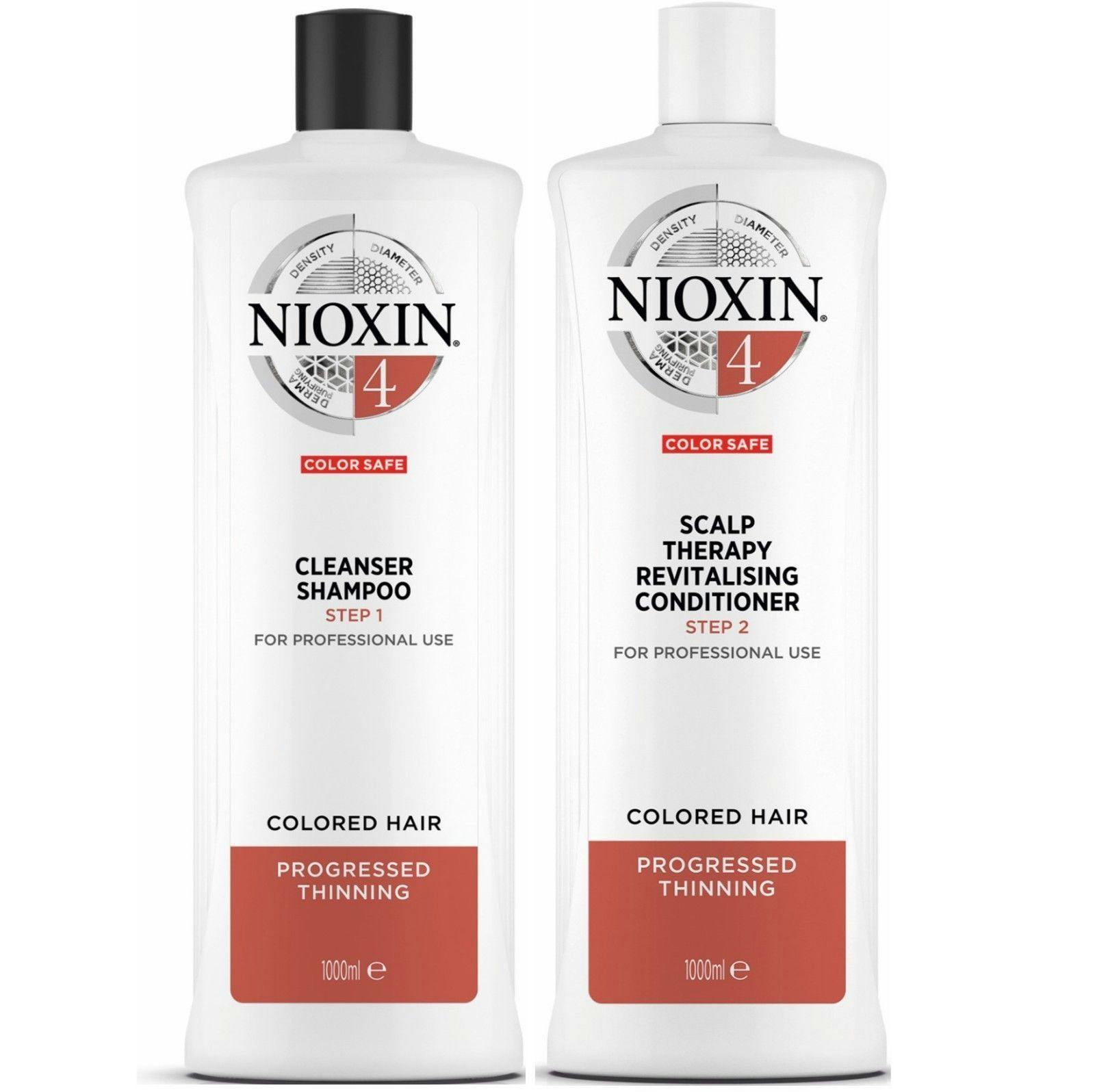 Nioxin System 4 Cleanser Shampoo and Scalp Therapy Revitalising Conditioner 1000ml Bundle Nioxin System 4 Cleanser Shampoo and Scalp Therapy Revitalising Conditioner 1000ml Bundle