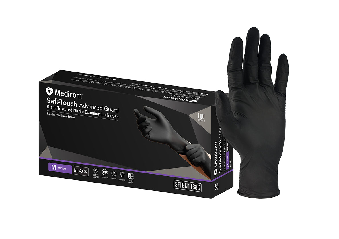 SAFETOUCH ADVANCED GUARD - BLACK NITRILE GLOVES - ASSORTED SIZES