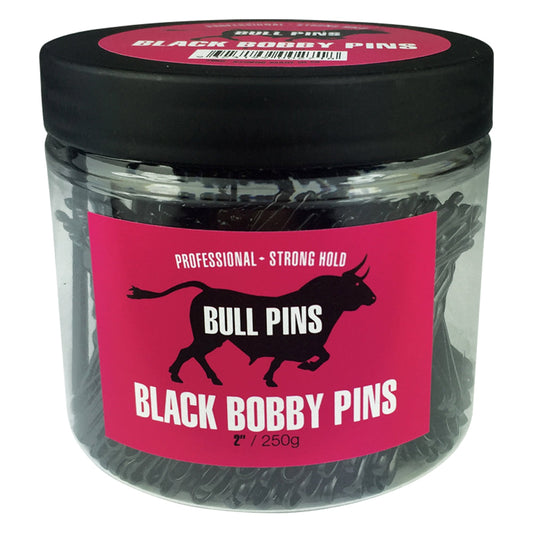 Bull Bobby Pins - Heavy Duty Super Strong Black 250g Tub