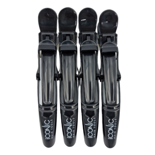 Iconic Hair Tools - Black Croc Clips 4 Pack