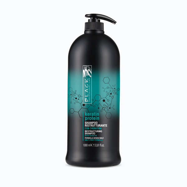 Black Professional Restructuring Shampoo for Dry and Damaged Hair – Keratin Protein 1L