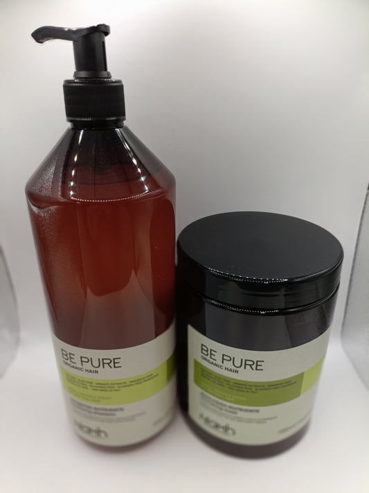 Be Pure Nourishing shampoo and Nourishing mask for dry and lifeless hair 1L Duos